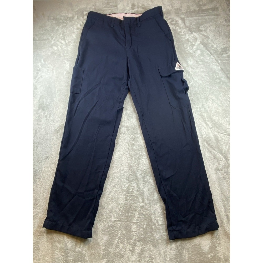 Bulwark FR Pants Mens 33 Navy Flame Resistant Cargo Firefighter EMT Welding‎